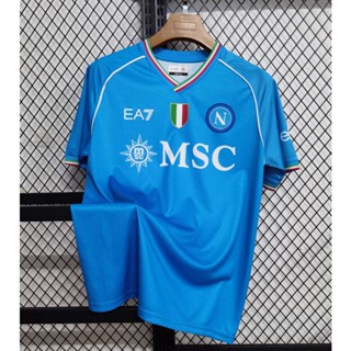 เสื้อกีฬาแขนสั้น ลายทีมชาติฟุตบอล Napoli สีฟ้า ไซซ์ S - XXL 23-24 ชุดเหย้า สําหรับผู้ชาย