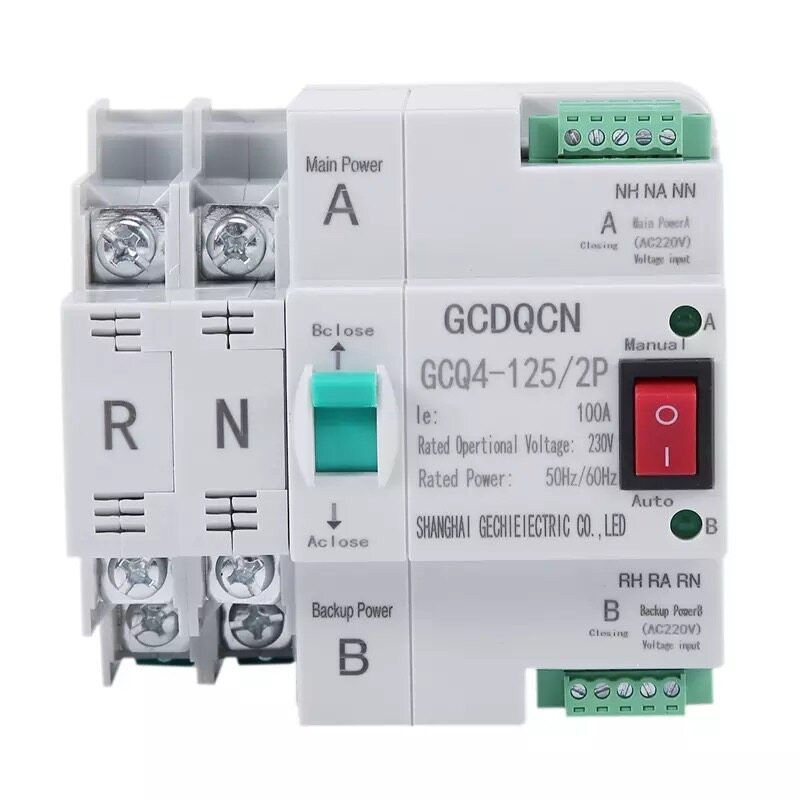 ATS 2P 63A, 100A Dual Power ATS เบรกเกอร์สวิทช์ไฟฟ้า ats Automatic transfer switch switch  เวลาในการ