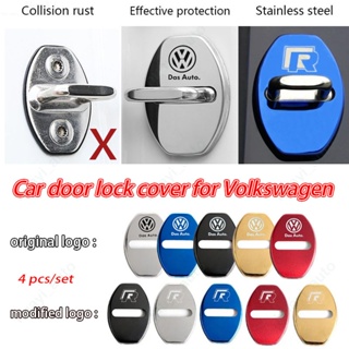 ฝาครอบล็อคประตูรถยนต์ สเตนเลส สําหรับ Volkswagen Vw Gol T-cross Nivus Saveiro Taos Polo Amarok Virtus Tiguan Passat Arteon Golf Vento 4 ชิ้น ต่อชุด