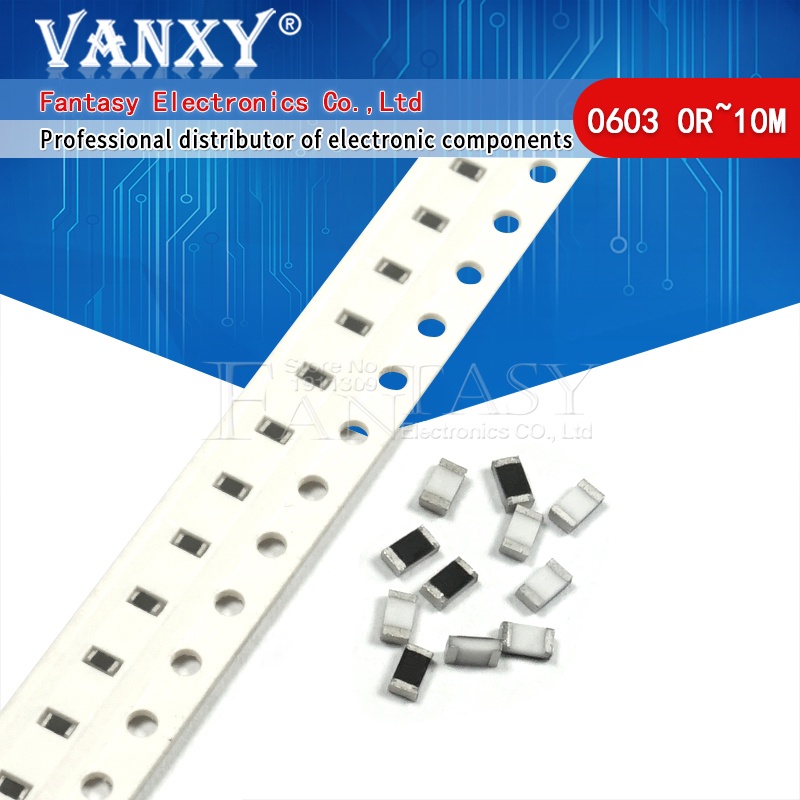 100 ชิ้น 0603 ตัวต้านทานชิป SMD 1/8W 0 โอห์ม ~ 100R 0R 1R 4.7R 4R7 10R 100R 1 10 100 โอห์ม