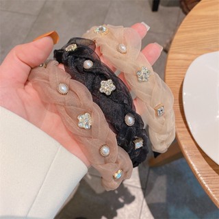 เวอร์ชั่นเกาหลี ใหม่ สไตล์ Tulle ถัก หวาน น่ารัก ดอกไม้ มุก อารมณ์ ที่คาดผม