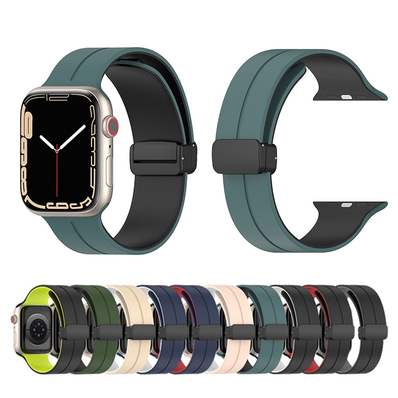 สายนาฬิกาข้อมือซิลิโคน แม่เหล็ก สําหรับ Apple Watch series 9 ultra 9 7 6 5 4 3 2 1
