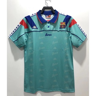 เสื้อกีฬาแขนสั้น ลายทีมบาร์เซโลน่า 9295 สไตล์เรโทร