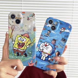 เคสโทรศัพท์มือถือ กันกระแทก ลายการ์ตูนสพันจ์บ็อบ สแควร์แพนท์ โดราเอมอน สําหรับ IPhone 11 12 13 14 Pro Max 14 Pro Max 13 Pro 12