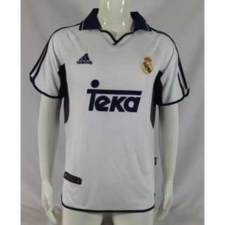 เสื้อกีฬาแขนสั้น ลายทีมชาติฟุตบอล Real Madrid 00 01 ชุดเหย้า สไตล์เรโทร แห้งเร็ว สําหรับผู้ชาย ไซซ์ S - XXL