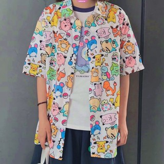 ใหม่ เสื้อยืดลําลอง แขนสั้น ทรงหลวม พิมพ์ลายการ์ตูนโปเกม่อน Kawaii Y2k แฟชั่นฤดูร้อน สไตล์ฮาราจูกุ สําหรับเด็กผู้หญิง Y2k