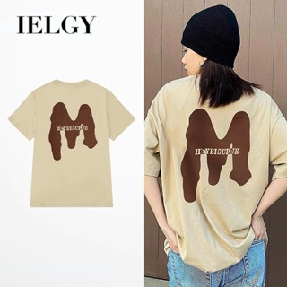 IELGY  เสื้อยืดคอกลม แขนสั้น ทรงหลวม เข้ากับทุกการแต่งกาย สําหรับผู้หญิง