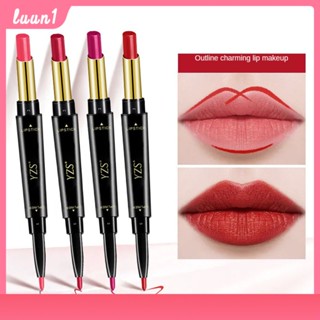 Yzs lip liner lipstick 2 in1 ลิปสติกลิปกลอสลิปไลเนอร์ลิปแมทระเบิดคู่ลิปไลเนอร์เขียนขอบปากกันน้ำติดทนนานไม่ Decolorizing ไม่ติดถ้วยลิปไลเนอร์สีขาว Cod