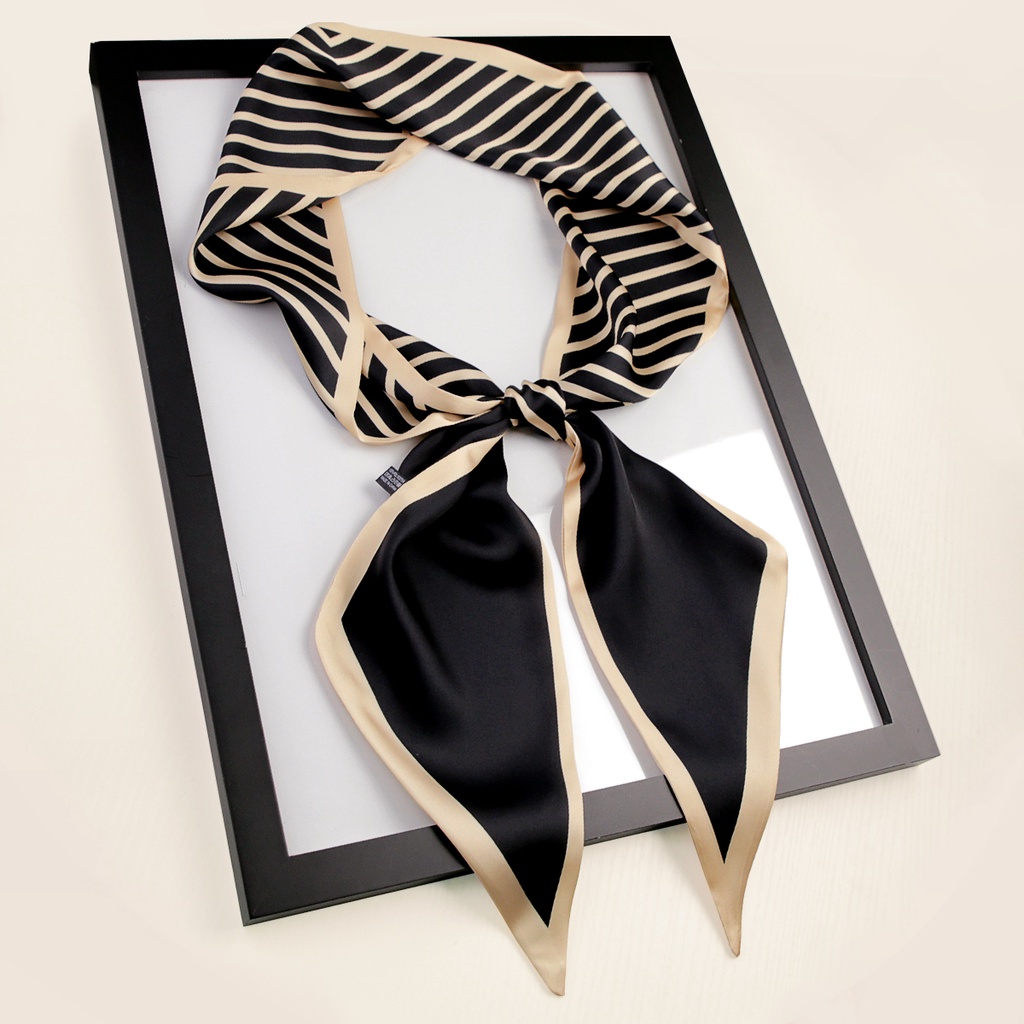 Parsimonous พิมพ์ยาวผ้าพันคอผ้าไหมกระเป๋า 5.3x57 นิ้วผู้หญิงแฟชั่น Hairband 13.5x145 ซม.กระเป๋าผ้าพั