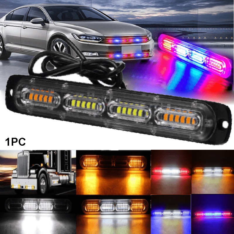 ไฟแฟลชฉุกเฉิน LED 24 ดวง สีเหลืองอําพัน แบบบางพิเศษ กระพริบเตือน สําหรับติดรถดับเพลิง รถบรรทุก SUV