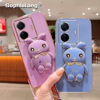 เคสโทรศัพท์มือถือ แบบนิ่ม ลายกระต่าย พร้อมสายคล้อง สําหรับ OPPO Realme C55 C35 C30 C33 C30S