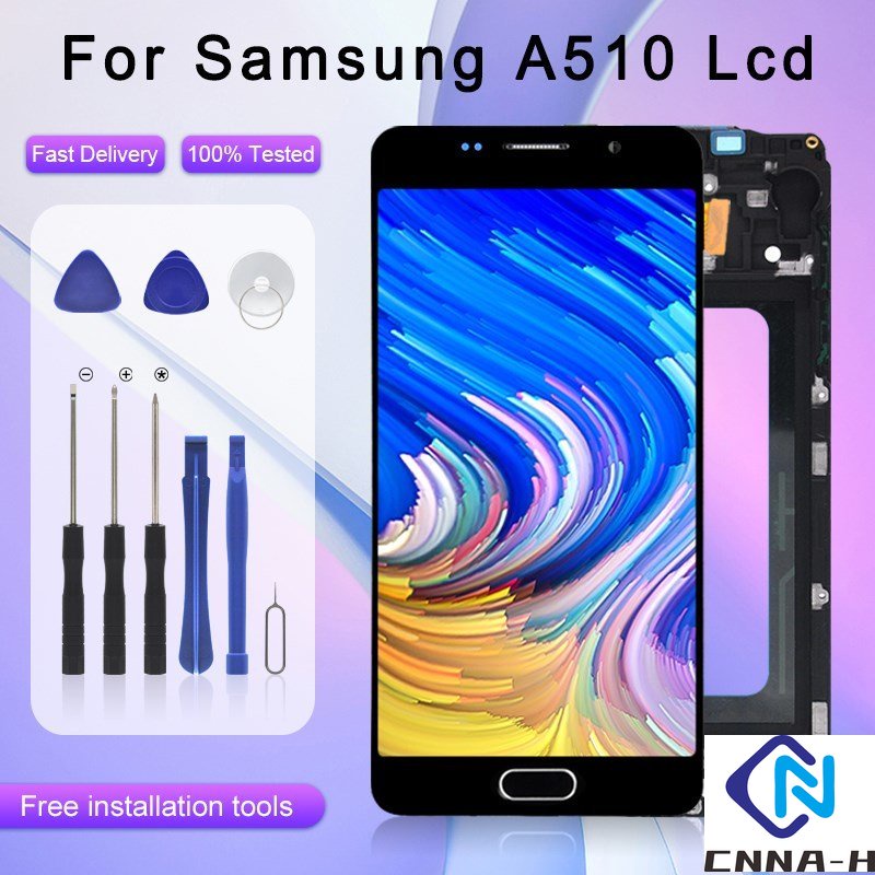 แผงหน้าจอสัมผัสดิจิทัล Lcd A5 2016 พร้อมกรอบ แบบเปลี่ยน สําหรับ Samsung Galaxy A510 A510F