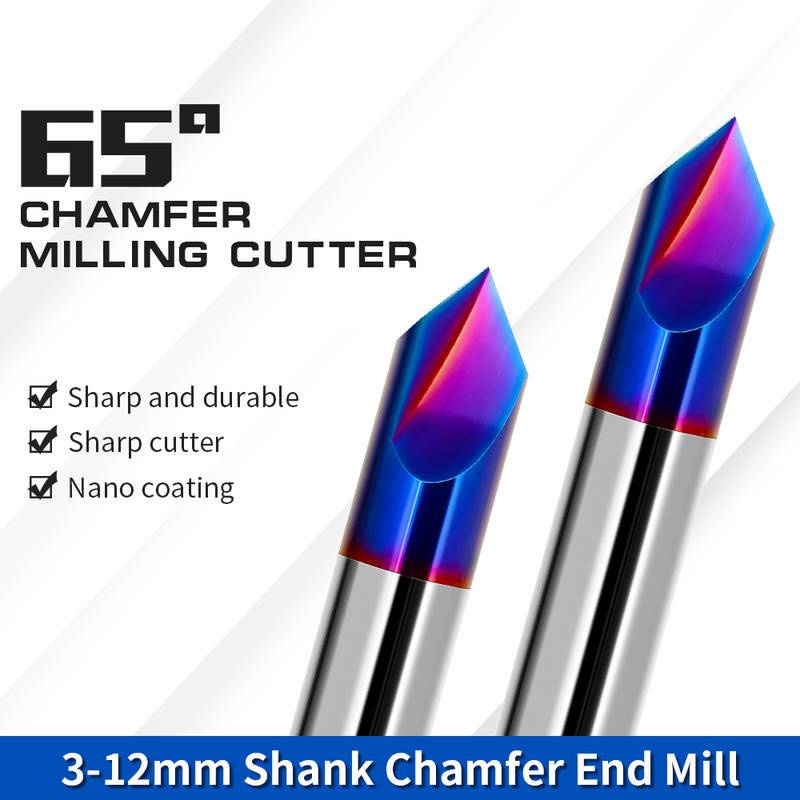 ดอกกัดเอ็นมิล คาร์ไบด์ CNC HRC65 12 มม. 90 องศา เคลือบนาโน สีฟ้า 2 ฟลุต 1 ชิ้น