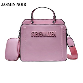 Jasmin NOIR กระเป๋าถือ กระเป๋าสะพายไหล่ หนัง PU ทรงโท้ท ทรงสี่เหลี่ยม พิมพ์ลายตัวอักษร เรียบง่าย สําหรับสตรี