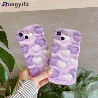 เคสโทรศัพท์มือถือแบบนิ่ม TPU กันรอยเลนส์กล้อง ลายหัวใจ สีม่วง 3D สําหรับ Vivo Y17 Y15 Y13 Y12 Y11 Y16 Y02S Y02 4G Y22 Y22S Y15S Y15A Y01 Y50 Y30
