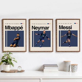 โปสเตอร์ ลาย Messi Ronaldo Mbappé Neymar World Cup สําหรับตกแต่งผนังห้องนอน สํานักงาน