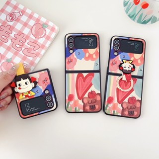 เคสโทรศัพท์มือถือหนัง PC แข็ง กันกระแทก ลายการ์ตูนเปโกะน่ารัก พร้อมแหวนคล้องมือ สําหรับ Samsung Galaxy Z Flip 4 5G Z Flip 3