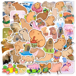 Z&amp;m❀ สติกเกอร์ Capybara ❀ สติกเกอร์ ลายการ์ตูนสัตว์น่ารัก กันน้ํา สําหรับตกแต่งของเล่น 50 ชิ้น ต่อชุด