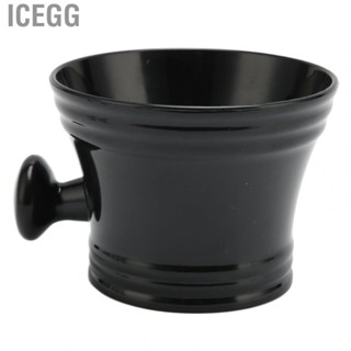 Icegg Shaving Soap Mug  Comfortable Grip Easy Cleaning Black Plastic Shaving Soap Bowl Smoothly  for Home Use