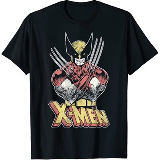 UIGเสื้อยืดผ้าฝ้ายพิมพ์ลายแฟชั่น เสื้อยืดแขนสั้น พิมพ์ลายกราฟฟิค Marvel X-Men Wolverine สไตล์วินเทจ แฟชั่นคลาสสิก สําหรั