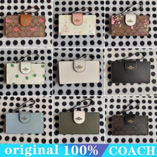 Coach c2869 กระเป๋าสตางค์แบบสแน็ปแบบพลิก/กระเป๋าใส่บัตรผู้หญิงพิมพ์ลายหนังแท้/กระเป๋าใส่เหรียญแบบมีซิปยาว