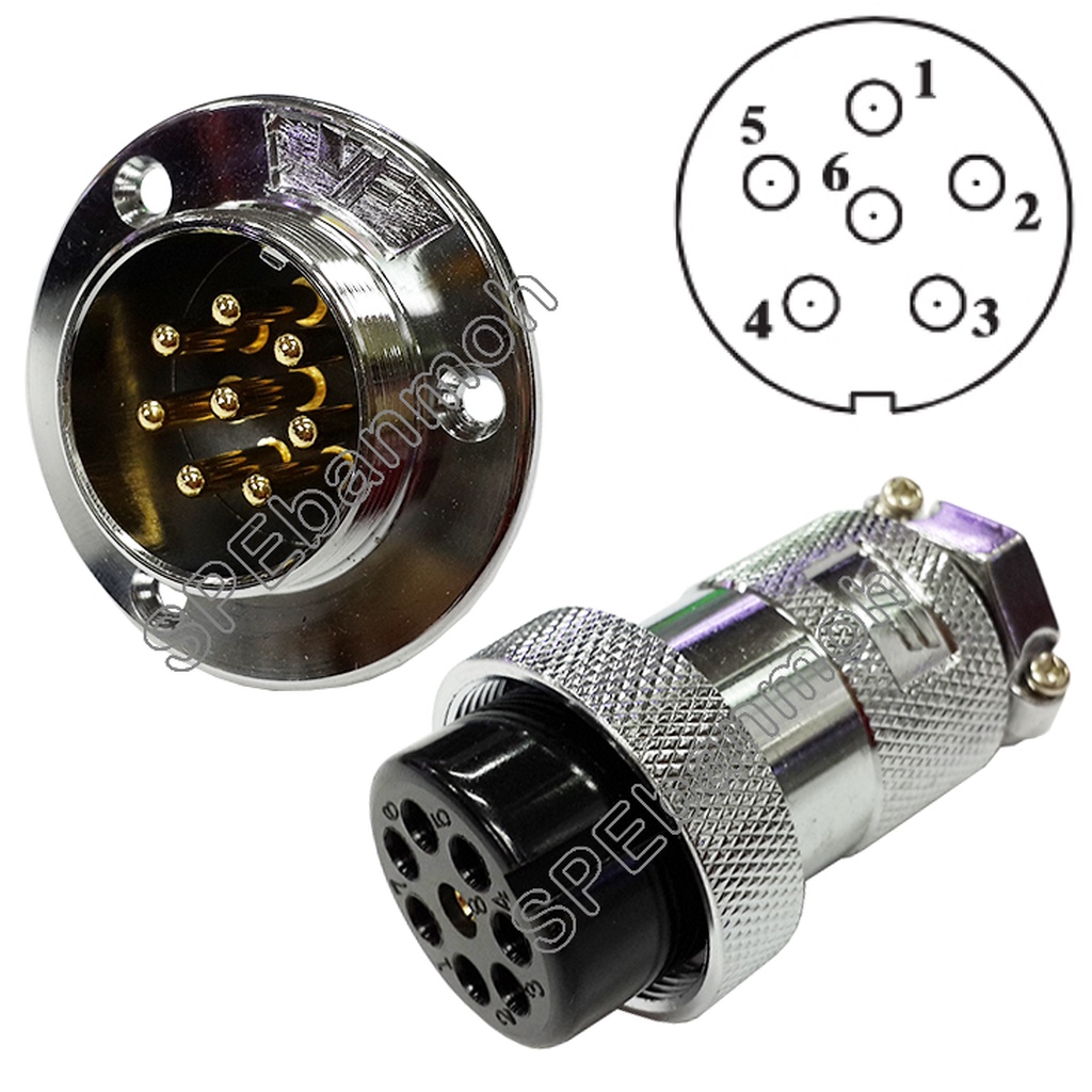 ปลั๊กเหล็ก 6 Pin ต่อสาย PL30-06 ขนาด 30มิล