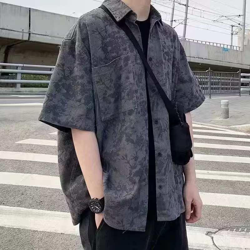 เสื้อโปโลแขนสั้นลําลอง คอปก ทรงหลวม เข้ากับทุกการแต่งกาย แฟชั่นฤดูร้อน สไตล์เกาหลี สําหรับผู้ชาย วัยรุ่น
