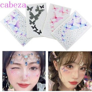 Cabeza สติกเกอร์คริสตัล รูปผีเสื้อ 3D แบบใช้แล้วทิ้ง คละแบบ สําหรับติดตกแต่งใบหน้า ร่างกาย DIY