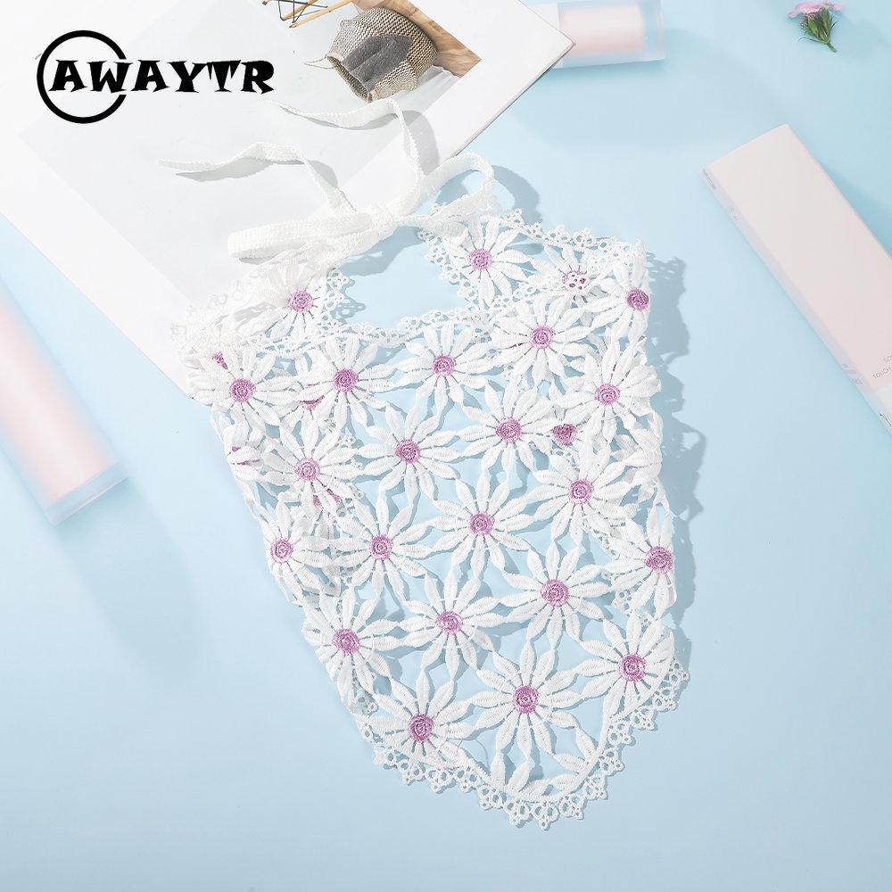 Awaytr ผ้าโพกหัว ผ้าพันคอ ลูกไม้ ไขว้ สําหรับผู้หญิง ใหม่ แฟชั่น ผ้าพันคอ ผ้าโพกหัว อารมณ์ เครื่องประดับผม