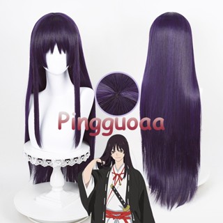 Manmei Anime Hells Paradise: Jigokuraku Yamada Asaemon Toma Cosplay Wig Black Purple 80cm Long Heat Resistant Wigs