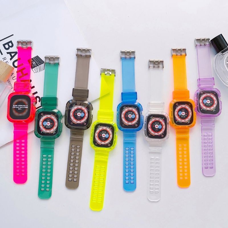 สายนาฬิกาข้อมือ TPU แบบใส สําหรับ Apple Watch Series Ultra S9 8 7 6 SE 5 4 3 2 1 42 44 45 49 มม. 38 40 41 มม.
