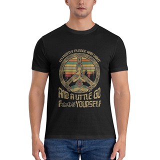 เสื้อยืด พิมพ์ลาย IM Mostly Peace Love And Light สไตล์ฮิปปี้ สําหรับผู้ชาย