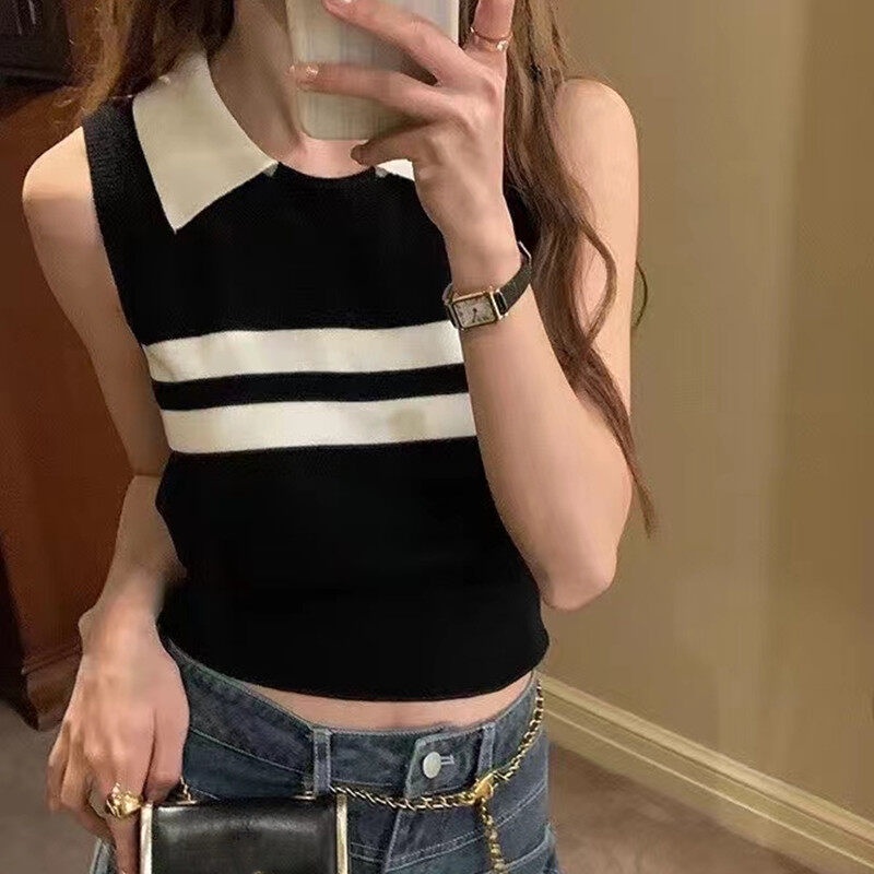 GAKKI เสื้อคอปกโปโลกั๊กแขนกุดหญิง พร้อมส่ง 5925#