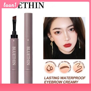 Bluethin Eyebrow Cream ดินสอเขียนคิ้วกันน้ำแบบพกพา Eyebrow Cream With Eyebrow Brush Anti-Sweat Not Easy To Fade Double-Ended Eyebrow Powder Cod