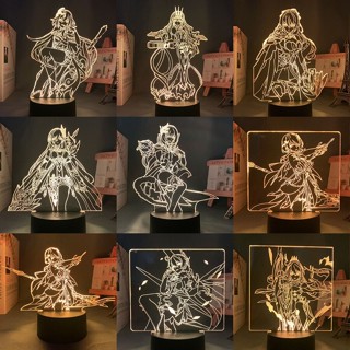 Honkai โคมไฟกลางคืน LED รูปอนิเมะ Elysia 3d ชาร์จ USB ของขวัญวันเกิด สําหรับตกแต่งบ้าน