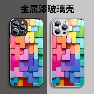 เคสโทรศัพท์มือถือแบบแก้ว โลหะ ลายบล็อกขายดี สําหรับ Apple Iphone 12Pro IP 12 Pro Max IP13 13Pro IP 13 Pro Max IP14 14Pro IP 14 Plus 14 Pro Max