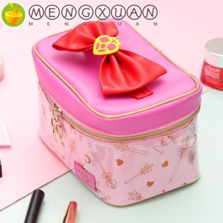 MENGXUAN 1pc Makeup Bag Women Cosmetic Organizer Makeup Case Sailor Moon Pink Action Figure Fashion PU Leather Storage Bag Wash Toiletry Bag/Multicolor