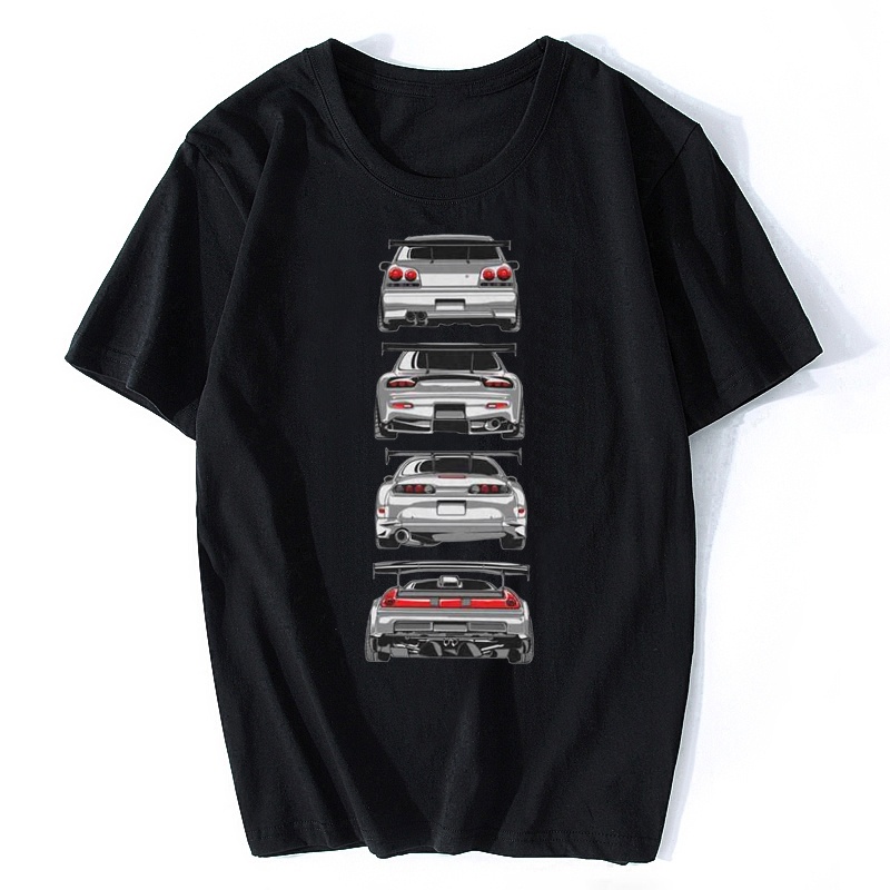 HOT QGเสื้อยืด พิมพ์ลายรถยนต์ Legend 90's JDM R34 GTR Skyline RX7 NSX 350Z S2000 แฟชั่น สไตล์ญี่ปุ่น