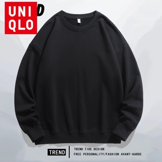 UNIQLO เสื้อยืดแขนยาวลําลอง ผ้าฝ้าย ขนาดใหญ่ เหมาะกับใส่ทํางาน แฟชั่นสําหรับผู้ชาย และผู้หญิง