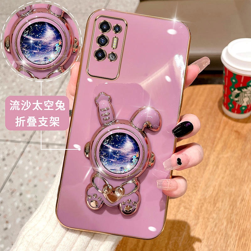 ปลอก Tecno Pova 4 Pro Pova 2 Pova Neo 2 TPU 3D Quicksand Space Rabbit Bracket เคสโทรศัพท์ Ultra thin Electroplated Smooth เคสโทรศัพท์ Soft Case Shock proof ฝาครอบกันชน