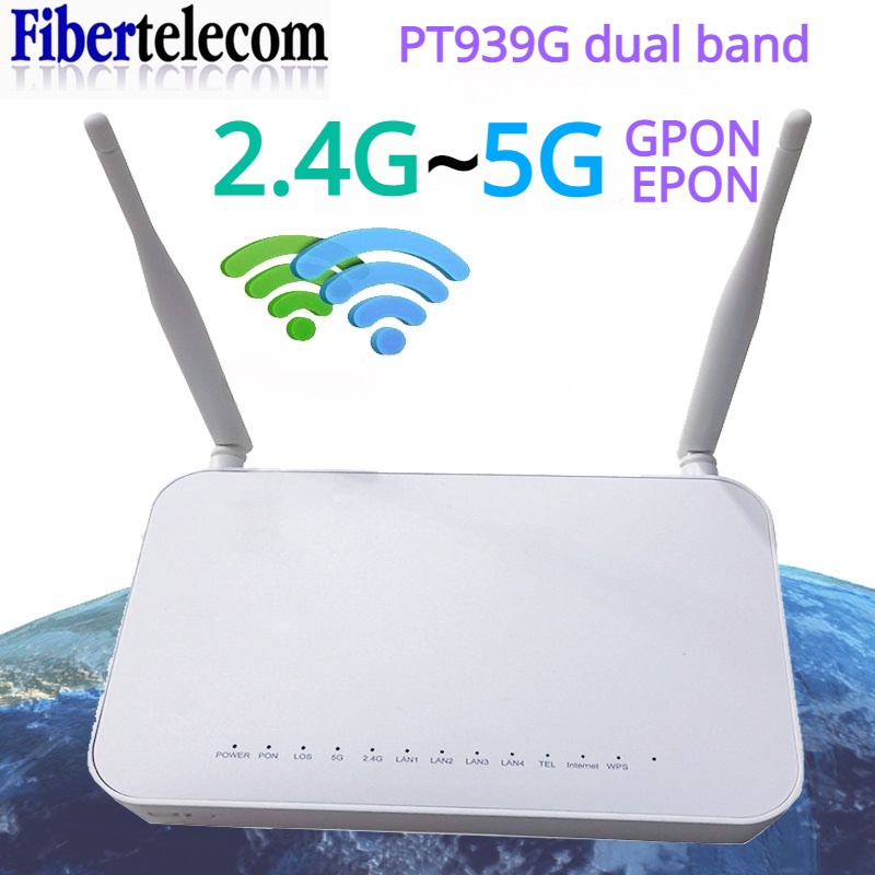 ใหม่ ของแท้ เราเตอร์ออปติคอลไฟเบอร์ ภาษาอังกฤษ Dual Band XPON ONU GE 2USB TEL HGU WIFI 2.4G&5G ONT E