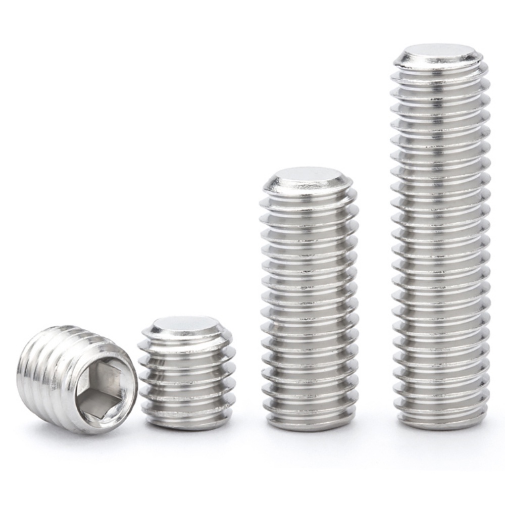 สกรู ตัวหนอน หกเหลี่ยม ประเภทแบน สแตนเลส 304 เกลียวมิล หยาบ/Hex Socket Set Screw M2 M3 M4 M5【YHL-1E】