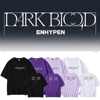 เสื้อยืดแขนสั้นลําลอง คอกลม ผ้าฝ้าย พิมพ์ลาย Kpop ENHYPEN DARK BLOOD คุณภาพสูง สําหรับผู้ชาย และผู้หญิง