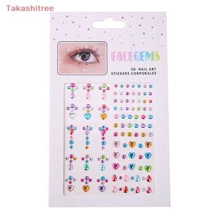 (Takashitree) Face Gems Tattoo Eye Jewels Festival Body Crystal Make Up Sticker Diamond Pearls