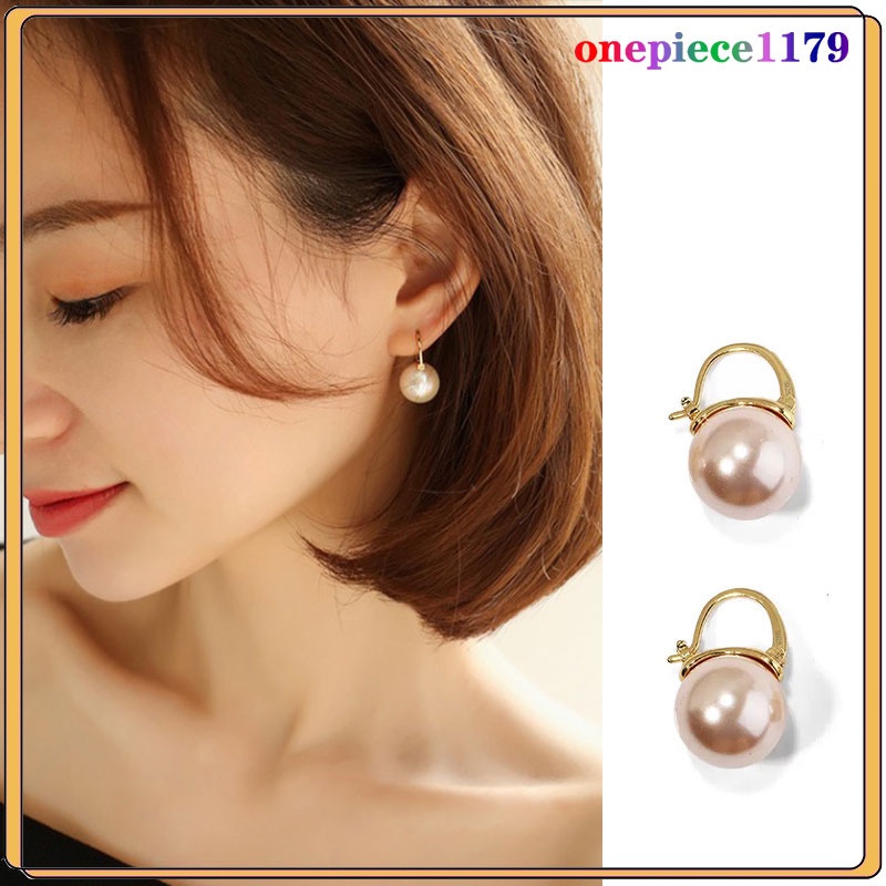 แฟชั่นต่างหูมุก Basic เม็ดไข่มุกต่างหูตัวอย่างต่างหูเจาะ แฟชั่นเกาหลี ต่างหูไข่มุก Hoop earrings（080）