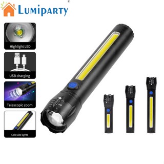 Lumiparty ไฟฉาย Led 300lm Ip45 อะลูมิเนียมอัลลอย ชาร์จ Usb กันน้ํา สําหรับกลางแจ้ง