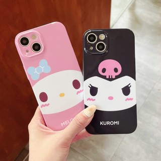 เคสโทรศัพท์มือถือแบบแข็ง ลาย Kuromi And Melody พร้อมขาตั้ง สําหรับ IPhone 11 12 12Pro 12ProMax 13 13Pro 13ProMax 14 14Pro 14Plus 14ProMax