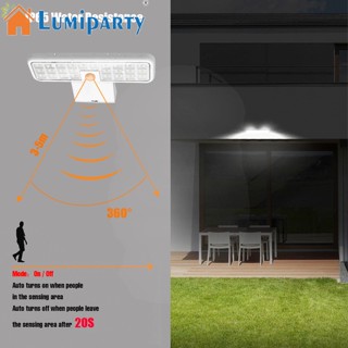 Lumiparty โคมไฟติดผนัง Led พลังงานแสงอาทิตย์ หมุนได้ 360 องศา กันน้ํา พร้อมเซนเซอร์ตรวจจับการเคลื่อนไหว Pir