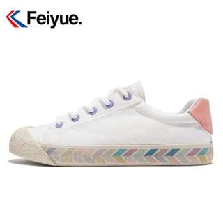 Feiyue รองเท้าผ้าใบลําลอง ข้อสั้น ปลายมน แบบผูกเชือก สีชมพู สําหรับสตรี 2022 YETZ