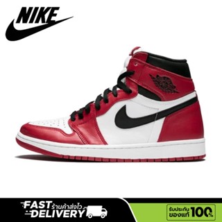 【ของแท้100%💯】Air Jordan 1 Mid Retro Chicago red ทั้งสองเพศ ระบายอากาศ กันลื่น รองเท้าบาส รองเท้าวิ่ง รองเท้าผ้าใบ